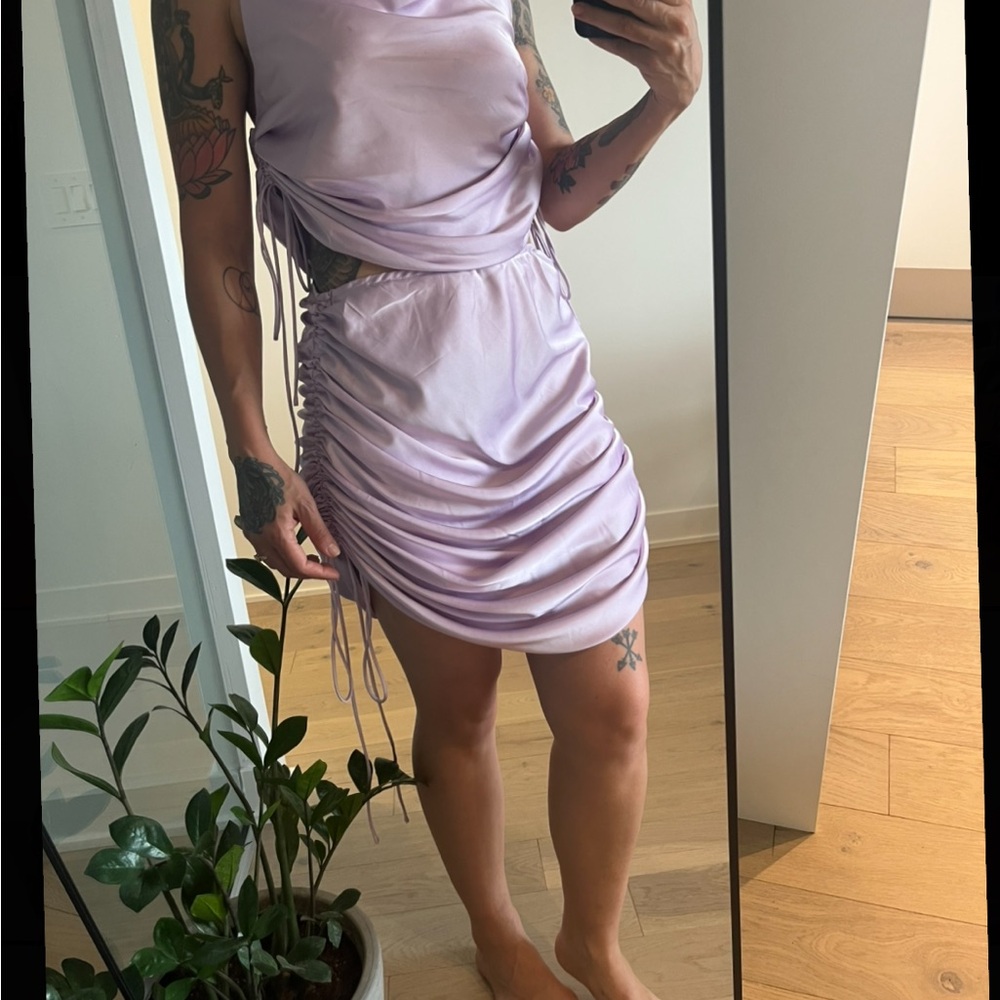 Lavender Ruched Tie Top and Skirt